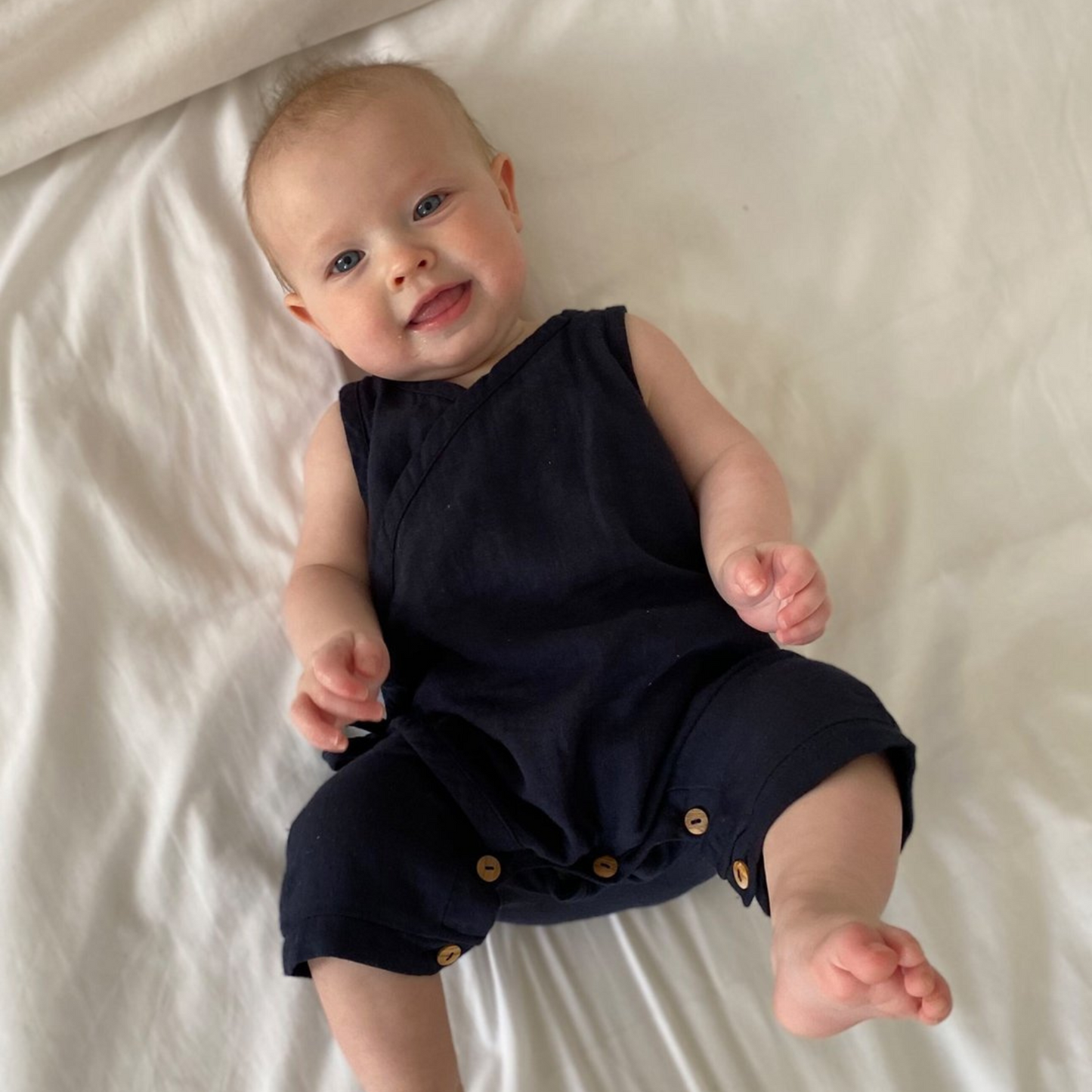 Beaumont Evan Cotton Romper Navy