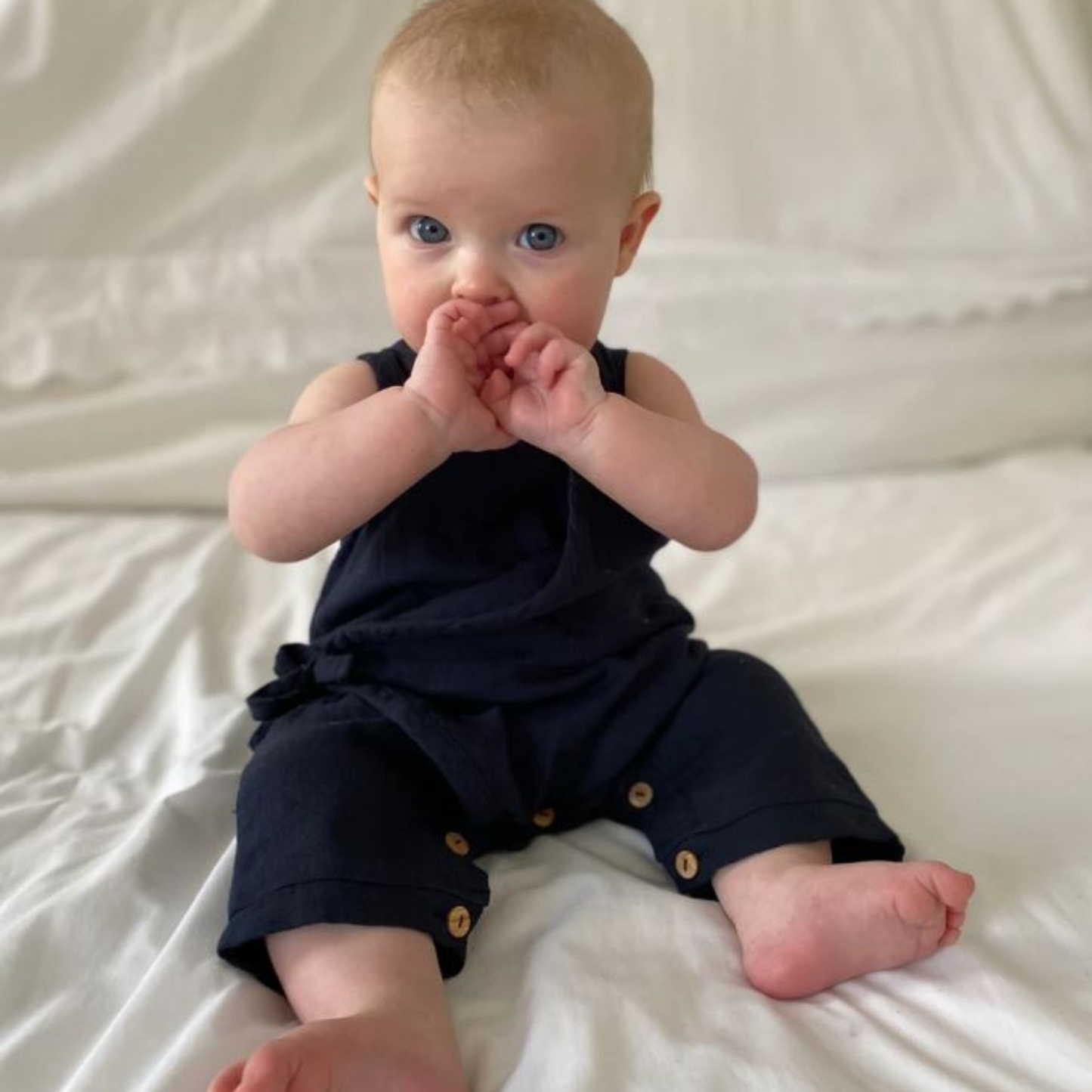 Beaumont Evan Cotton Romper Navy