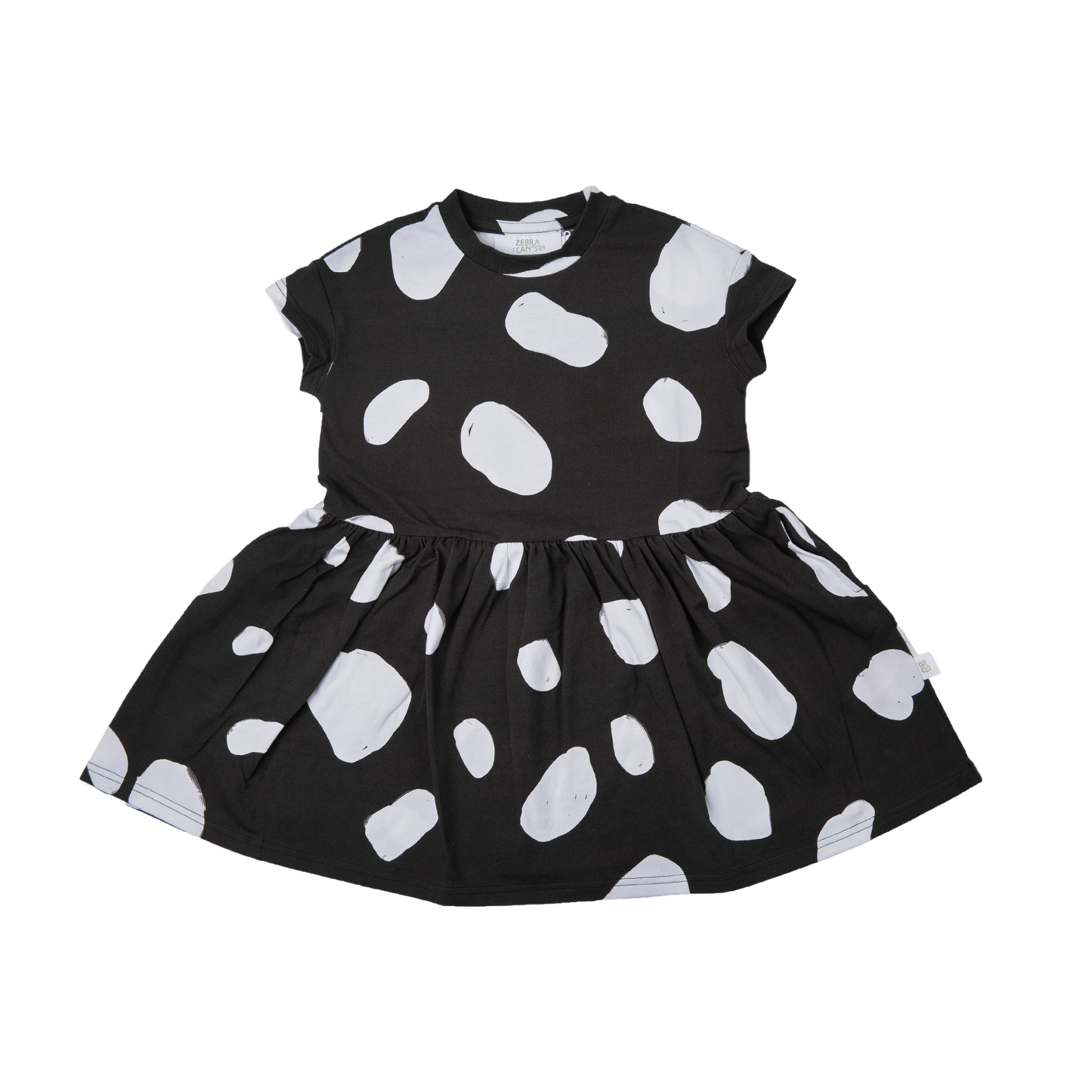Cow Short Sleeve Dress Black and White