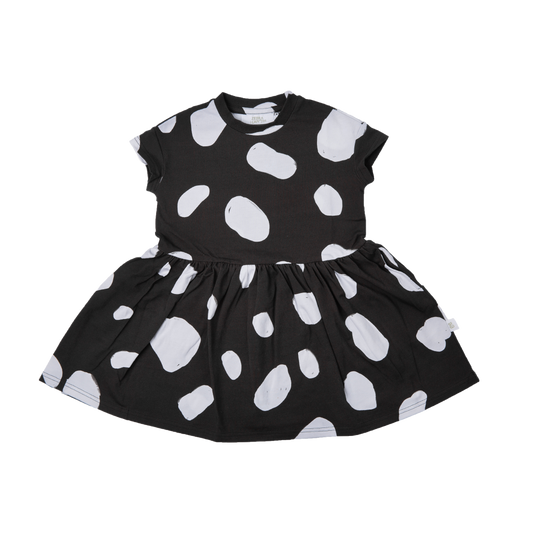Cow Short Sleeve Dress Black and White