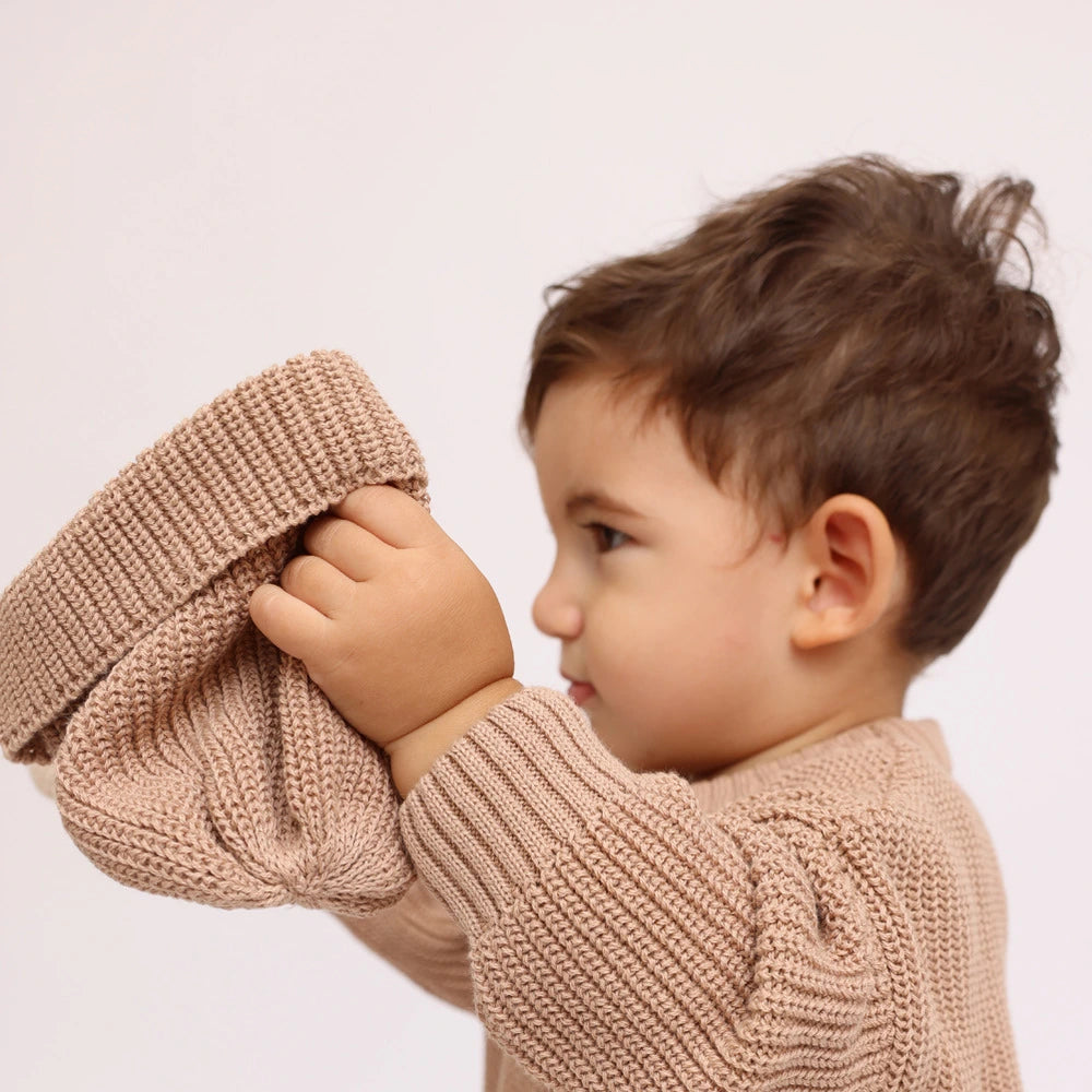 Taupe knit beanie